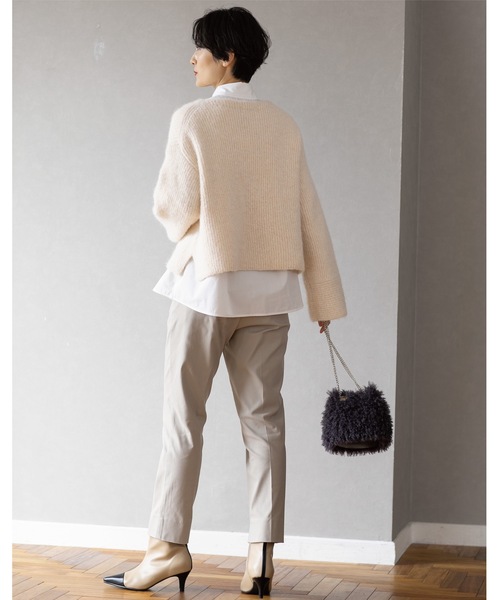 OPAQUE.CLIP（オペークドットクリップ）の「◆ラメショートミドルゲージニット【洗濯機洗い可】（ニット/セーター・レディース・グレー系4/ホワイト系8/ライトオレンジ系1/サックスブルー系5・38/40/36/42）」の21枚目の写真