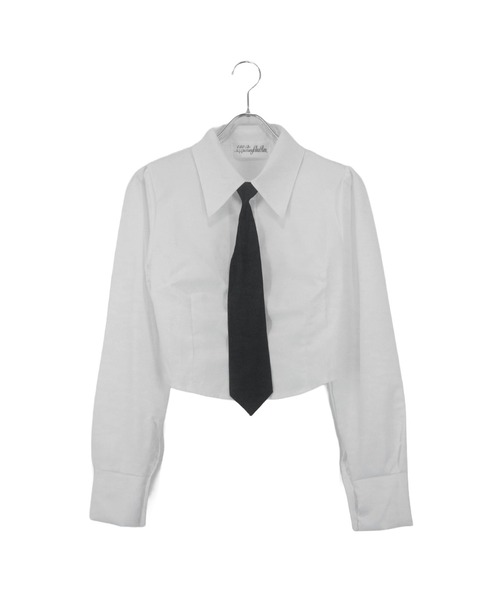 ALLuRing ChaRm(アリュリングチャーム)の「short shirt & Tie Set / ショート丈シャツ&ネクタイ 2点セット(シャツ/ブラウス・レディース・ホワイト/ブルー・FREE)」の3枚目の写真