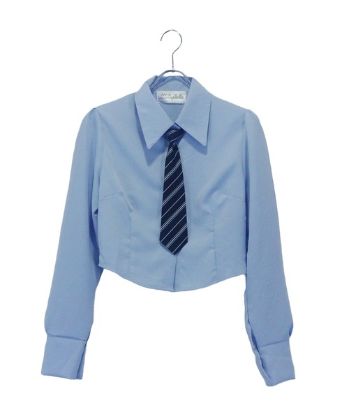 ALLuRing ChaRm(アリュリングチャーム)の「short shirt & Tie Set / ショート丈シャツ&ネクタイ 2点セット(シャツ/ブラウス・レディース・ホワイト/ブルー・FREE)」の7枚目の写真