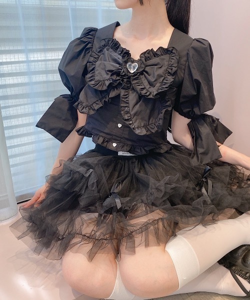 【最終値下げ】lilLilly リルリリー チュール ショートパンツ　スカート チュールリボンショートパンツ（スカート）｜lilLilly
