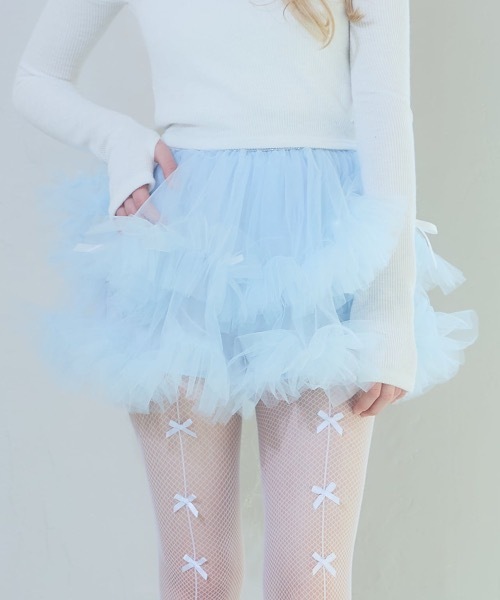 lilLilly（リルリリー）の「チュールリボンショートパンツ（パニエ）（その他パンツ・レディース・ブラック/ホワイト/ブルー・FREE）」の17枚目の写真