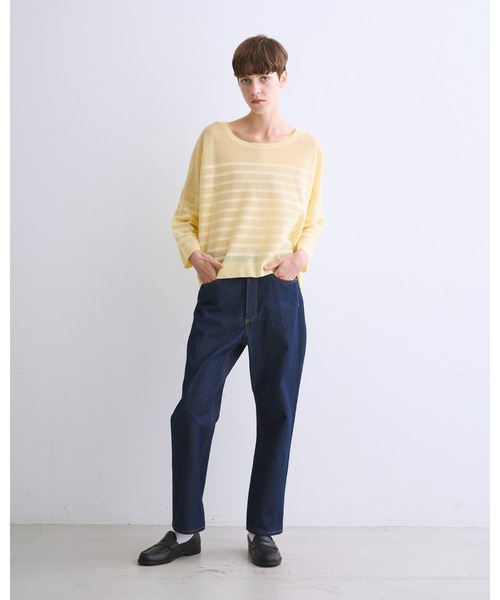 Traditional Weatherwear(トラディショナルウェザーウェア)の「LYNE KNIT SHEER(ニット/セーター・レディース・ホワイト/ライトイエロー/ホワイト×グレー/グレー・S)」の6枚目の写真