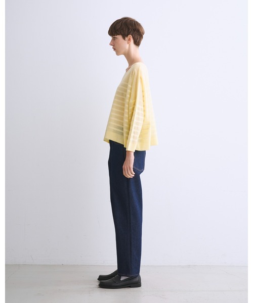 Traditional Weatherwear(トラディショナルウェザーウェア)の「LYNE KNIT SHEER(ニット/セーター・レディース・ホワイト/ライトイエロー/ホワイト×グレー/グレー・S)」の7枚目の写真