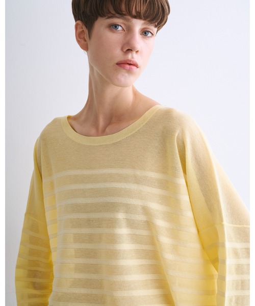 Traditional Weatherwear(トラディショナルウェザーウェア)の「LYNE KNIT SHEER(ニット/セーター・レディース・ホワイト/ライトイエロー/ホワイト×グレー/グレー・S)」の10枚目の写真