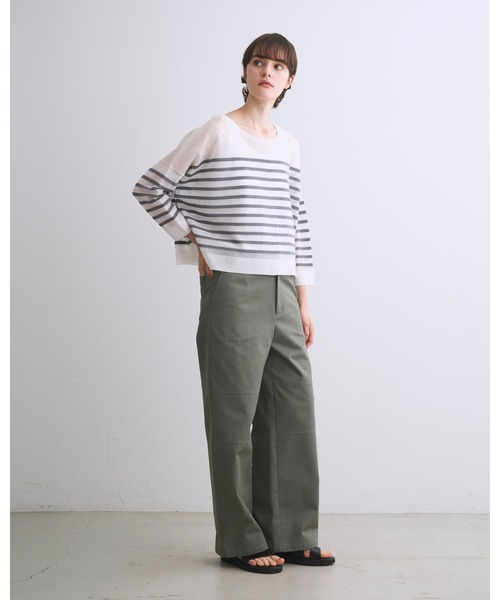 Traditional Weatherwear(トラディショナルウェザーウェア)の「LYNE KNIT SHEER(ニット/セーター・レディース・ホワイト/ライトイエロー/ホワイト×グレー/グレー・S)」の5枚目の写真