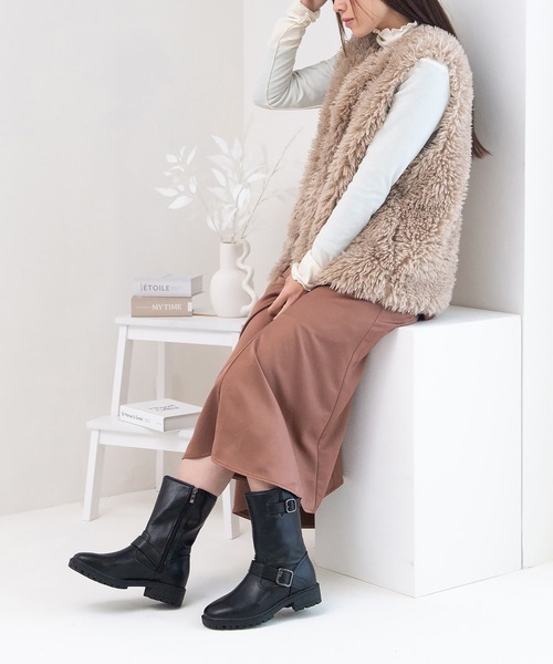 JELLY BEANS(ジェリービーンズ)の「エンジニアボリュームソールミドルブーツ(215-40149)JELLY BEANS(ジェリービーンズ)(ブーツ・レディース・ダークブラウン/ブラック・S/M/L)」の11枚目の写真