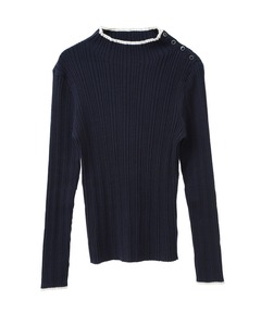 Open collar rib knit tops オープンカラーリブニットトップス（ニット
