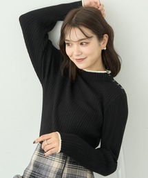 earth music&ecology（アースミュージックアンドエコロジー）の「ライン&ショルダーボタンニットプルオーバー（ニット/セーター・レディース）」