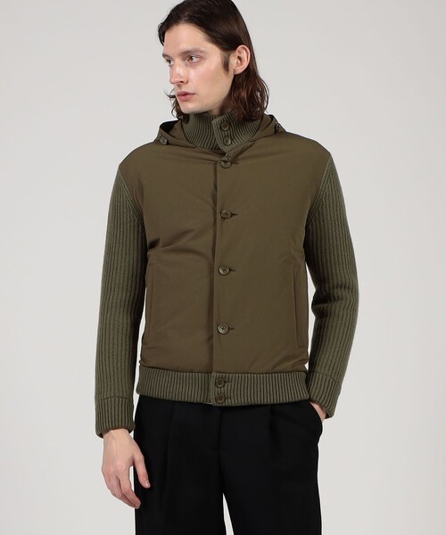 HERNO ナイロンコンビ フーデッド ニットブルゾン（ブルゾン）｜HERNO