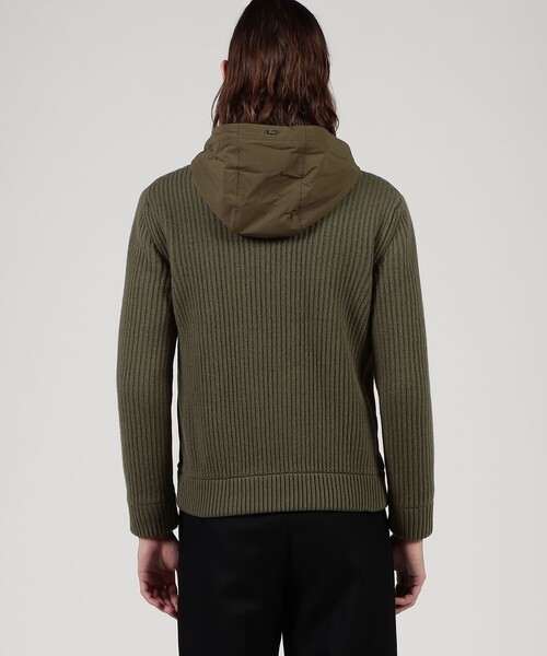 HERNO ナイロンコンビ フーデッド ニットブルゾン（ブルゾン）｜HERNO