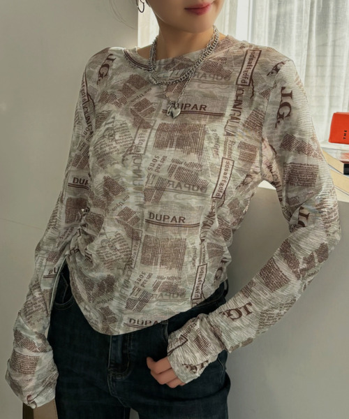 Good Riddance(グッドリダンス)の「【Good Riddance】英字ロゴ 総柄 シアー カットソー(Tシャツ/カットソー・レディース・ブルー/グリーン・FREE)」の18枚目の写真