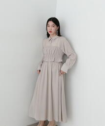 ギャザービスチェレイヤードワンピース