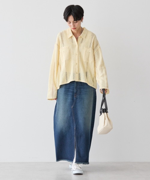 AMERICAN HOLIC(アメリカンホリック)の「Aラインデニムスカート(デニムスカート・レディース・インディゴブルー/ライトインディゴブルー・S/M/L)」の3枚目の写真