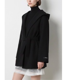 SALTMINT（ソルトミント）の「《韓国ファッション》フード付クラシックガウンショートコート ストラップ付ウール混ハーフコート（その他アウター）」