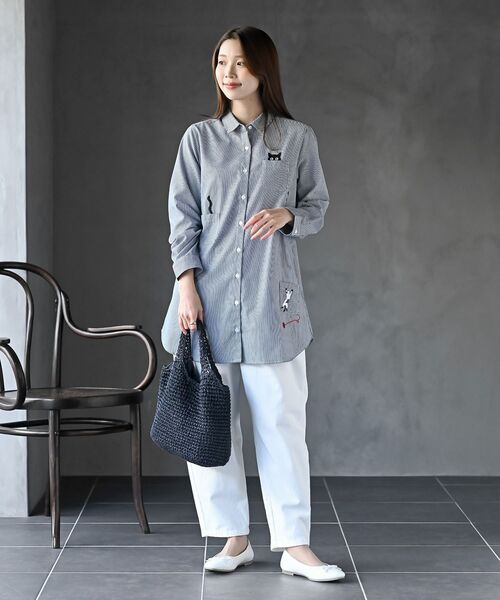 rps(アールピーエス)の「ねこだらけ3ポケットシャツチュニック(チュニック・レディース・ストライプ/チェック/オフホワイト・フリー)」の4枚目の写真