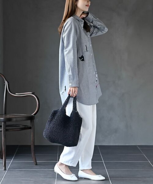 rps(アールピーエス)の「ねこだらけ3ポケットシャツチュニック(チュニック・レディース・ストライプ/チェック/オフホワイト・フリー)」の7枚目の写真