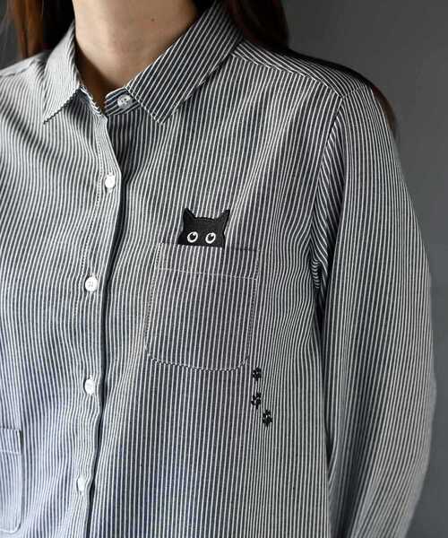 rps(アールピーエス)の「ねこだらけ3ポケットシャツチュニック(チュニック・レディース・ストライプ/チェック/オフホワイト・フリー)」の8枚目の写真