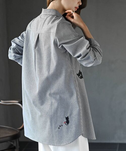 rps(アールピーエス)の「ねこだらけ3ポケットシャツチュニック(チュニック・レディース・ストライプ/チェック/オフホワイト・フリー)」の10枚目の写真