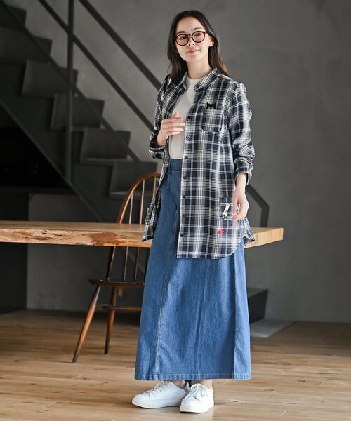 rps(アールピーエス)の「ねこだらけ3ポケットシャツチュニック(チュニック・レディース・ストライプ/チェック/オフホワイト・フリー)」の12枚目の写真