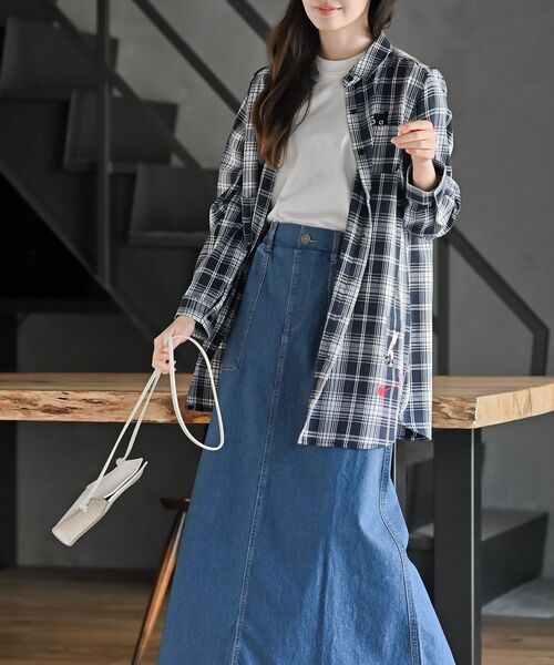 rps(アールピーエス)の「ねこだらけ3ポケットシャツチュニック(チュニック・レディース・ストライプ/チェック/オフホワイト・フリー)」の15枚目の写真