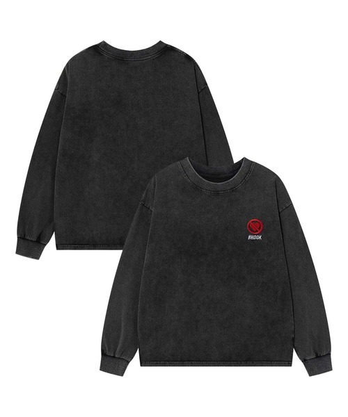 HOOK(フック)の「HOOK -original- 古着風ハート刺繍ウォッシュロンTEE(Tシャツ/カットソー・メンズ・ネイビー/ブラック・MEDIUM/LARGE/X-LARGE)」の2枚目の写真