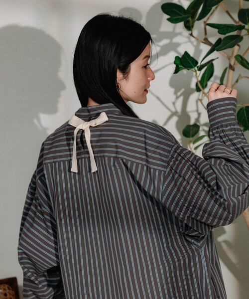 セール】バックテープリボンストライプシャツ（シャツ/ブラウス