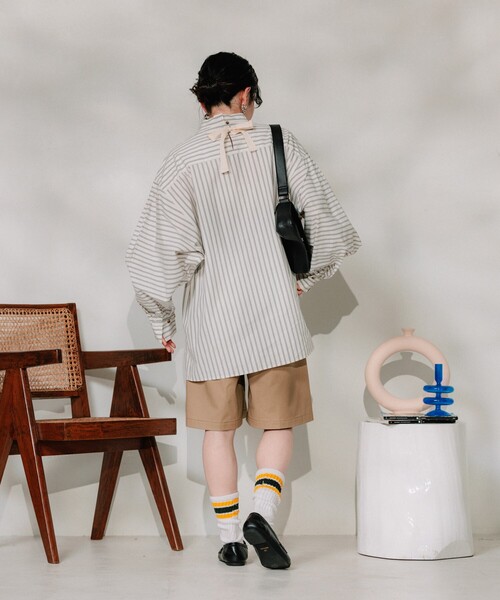 セール】バックテープリボンストライプシャツ（シャツ/ブラウス