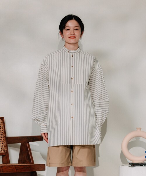 セール】バックテープリボンストライプシャツ（シャツ/ブラウス