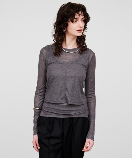 cloenc（クロエンス）の「【手洗い可】シアーレイヤードプルオーバー（その他トップス・レディース・ダークグレー/ベージュ/ホワイト・02）」の16枚目の写真