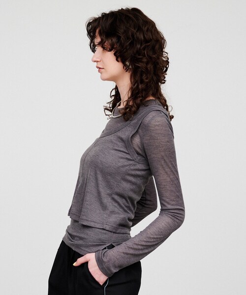 cloenc（クロエンス）の「【手洗い可】シアーレイヤードプルオーバー（その他トップス・レディース・ダークグレー/ベージュ/ホワイト・02）」の17枚目の写真