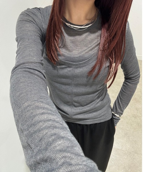cloenc（クロエンス）の「【手洗い可】シアーレイヤードプルオーバー（その他トップス・レディース・ダークグレー/ベージュ/ホワイト・02）」の3枚目の写真