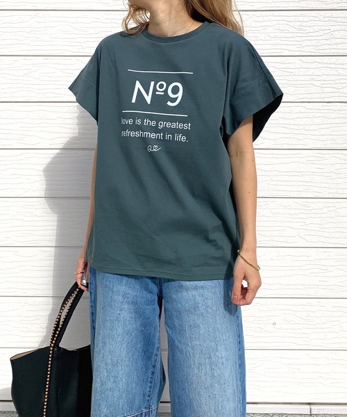 Q（キュー）の「No.9リラックスT（Tシャツ/カットソー・レディース・モスグリーン/ホワイト系/ホワイト・MEDIUM）」の4枚目の写真