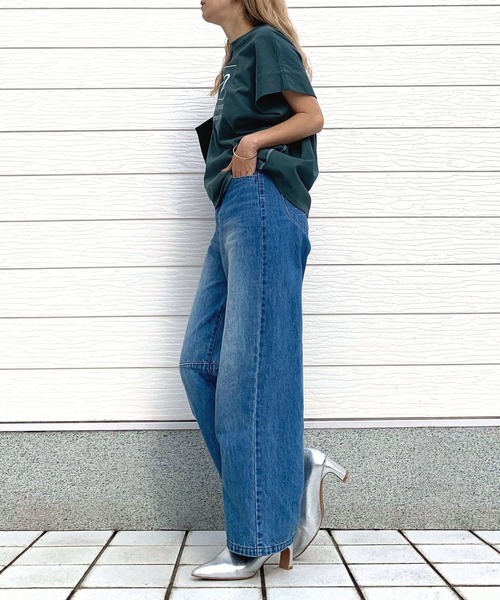 Q（キュー）の「No.9リラックスT（Tシャツ/カットソー・レディース・モスグリーン/ホワイト系/ホワイト・MEDIUM）」の12枚目の写真