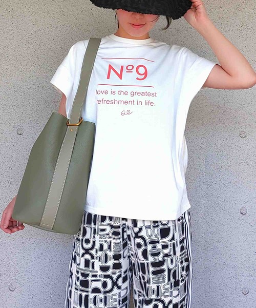 Q（キュー）の「No.9リラックスT（Tシャツ/カットソー・レディース・モスグリーン/ホワイト系/ホワイト・MEDIUM）」の20枚目の写真