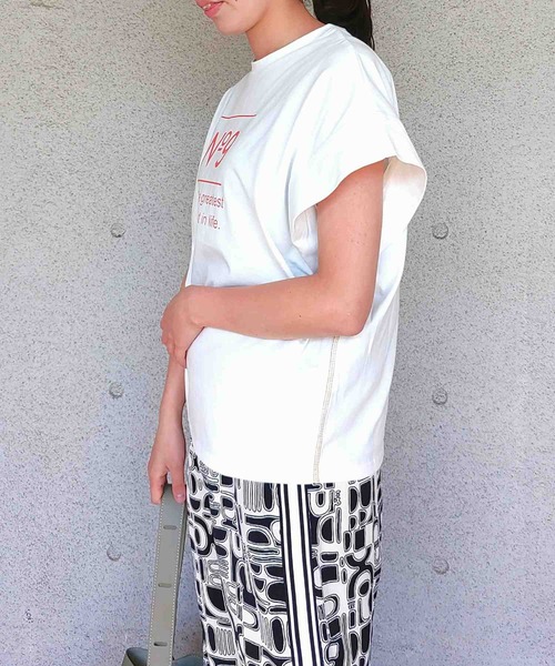 Q（キュー）の「No.9リラックスT（Tシャツ/カットソー・レディース・モスグリーン/ホワイト系/ホワイト・MEDIUM）」の22枚目の写真