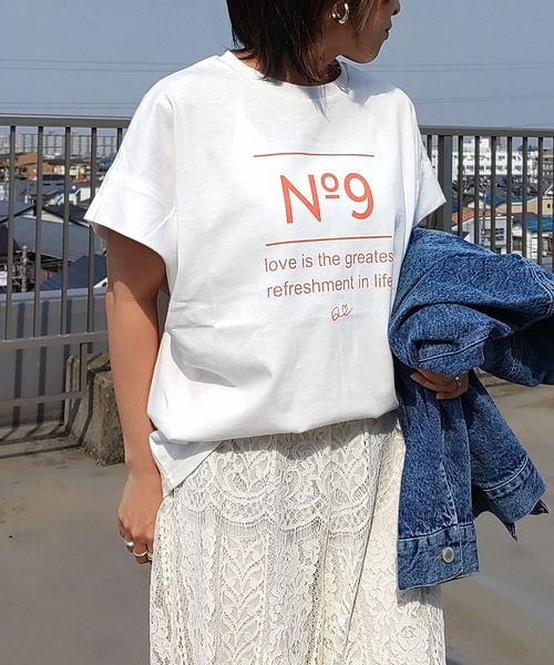 Q（キュー）の「No.9リラックスT（Tシャツ/カットソー・レディース・モスグリーン/ホワイト系/ホワイト・MEDIUM）」の19枚目の写真