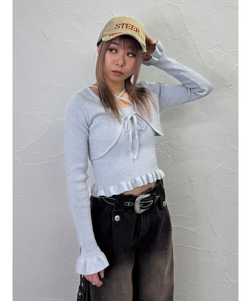 jouetie（ジュエティ）の「ラメフリルニットアンサンブル サマーニット（アンサンブル・レディース・ブラック/ブルー/ピンク・MEDIUM）」の12枚目の写真