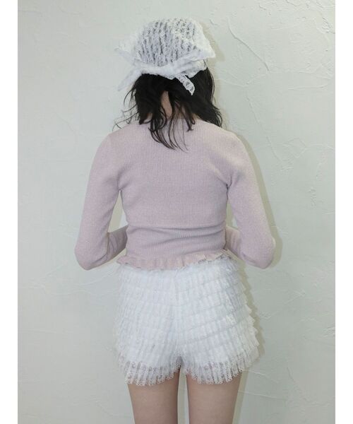 #anc ギャラリービスコンティ GALLERYVISCONTI アンサンブル 2 白系 ニット ラメ フリル 半袖 レディース [922583] セール】ラメフリルニットアンサンブル サマーニット