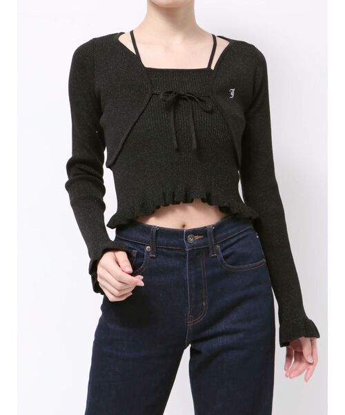 jouetie（ジュエティ）の「ラメフリルニットアンサンブル サマーニット（アンサンブル・レディース・ブラック/ブルー/ピンク・MEDIUM）」の9枚目の写真