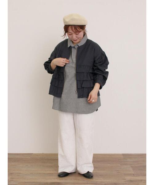 Samansa Mos2（サマンサ モスモス）の「スクエア刺繍パンツ（その他パンツ・レディース・オフホワイト/チャコールグレー/モカ・L/M）」の5枚目の写真