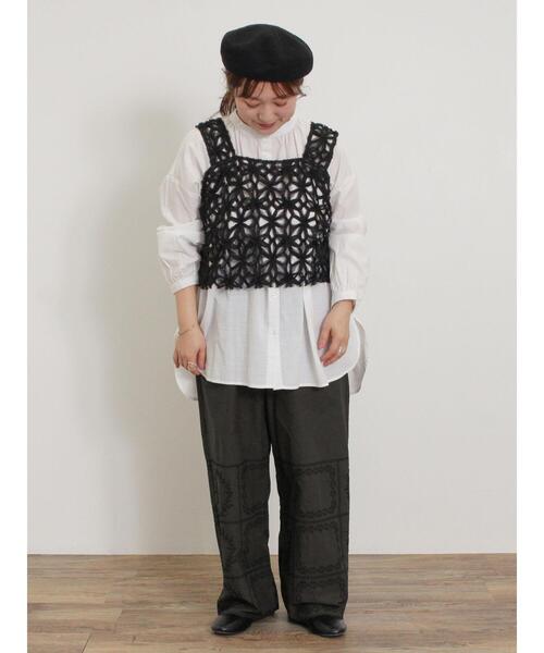 Samansa Mos2（サマンサ モスモス）の「スクエア刺繍パンツ（その他パンツ・レディース・オフホワイト/チャコールグレー/モカ・L/M）」の19枚目の写真