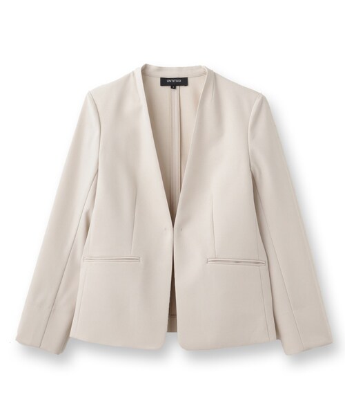 UNTITLED（アンタイトル）の「【セットアップ可能】リネンライク カラーレスジャケット（ノーカラージャケット・レディース・ライトベージュ/ライトグレー/ネイビー・00/01/02/03/04/42/44/46/48/50）」の4枚目の写真