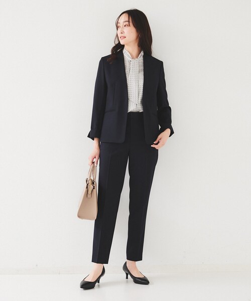 UNTITLED（アンタイトル）の「【セットアップ可能】リネンライク カラーレスジャケット（ノーカラージャケット・レディース・ライトベージュ/ライトグレー/ネイビー・00/01/02/03/04/42/44/46/48/50）」の17枚目の写真