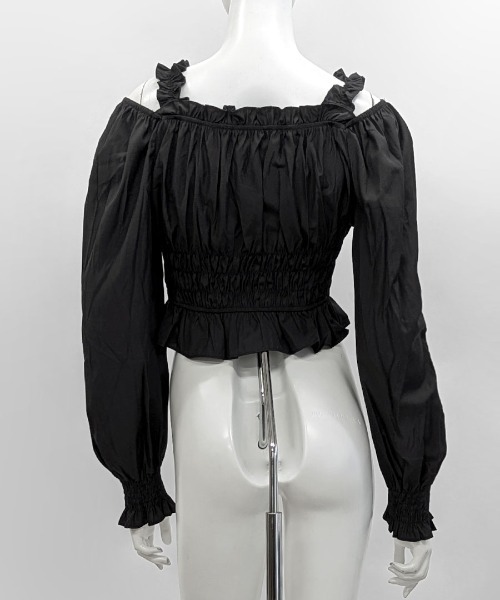 パフスリーブシャーリングトップス　フリルキャミセット パフスリーブシャーリングトップス Puff Sleeve Shirring Tops