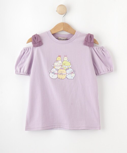 SHOO・LA・RUE（シューラルー）の「【すみっコぐらし】肩あき立体リボンTシャツ（Tシャツ/カットソー・キッズ・パープル/アイボリー・11/10/12）」の3枚目の写真
