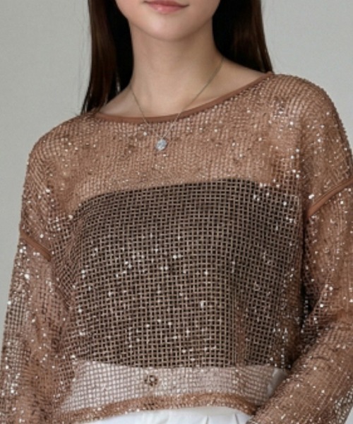 Per sist ence(パーシエンス)の「カットメッシュクロップドプルオーバー(Tシャツ/カットソー・レディース・アイボリー/ブラック/ベージュ・FREE)」の14枚目の写真