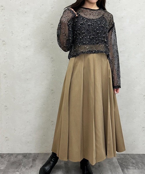 Per sist ence(パーシエンス)の「カットメッシュクロップドプルオーバー(Tシャツ/カットソー・レディース・アイボリー/ブラック/ベージュ・FREE)」の18枚目の写真