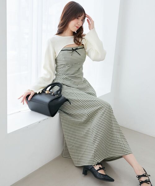 MAJESTIC LEGON（マジェスティックレゴン）の「リブニット×デコルテオープンワンピ（ワンピース・レディース・ホワイト系その他2/ブラック系その他/グレー系その他・X-SMALL/SMALL/MEDIUM）」の2枚目の写真