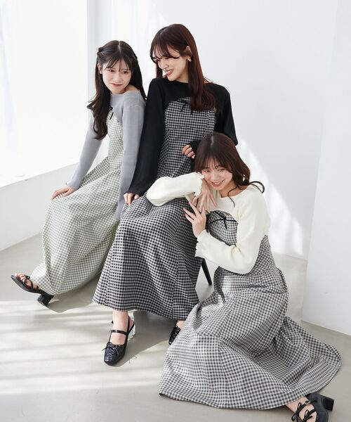 MAJESTIC LEGON（マジェスティックレゴン）の「リブニット×デコルテオープンワンピ（ワンピース・レディース・ホワイト系その他2/ブラック系その他/グレー系その他・X-SMALL/SMALL/MEDIUM）」の4枚目の写真