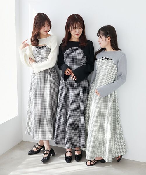 MAJESTIC LEGON（マジェスティックレゴン）の「リブニット×デコルテオープンワンピ（ワンピース・レディース・ホワイト系その他2/ブラック系その他/グレー系その他・X-SMALL/SMALL/MEDIUM）」の5枚目の写真